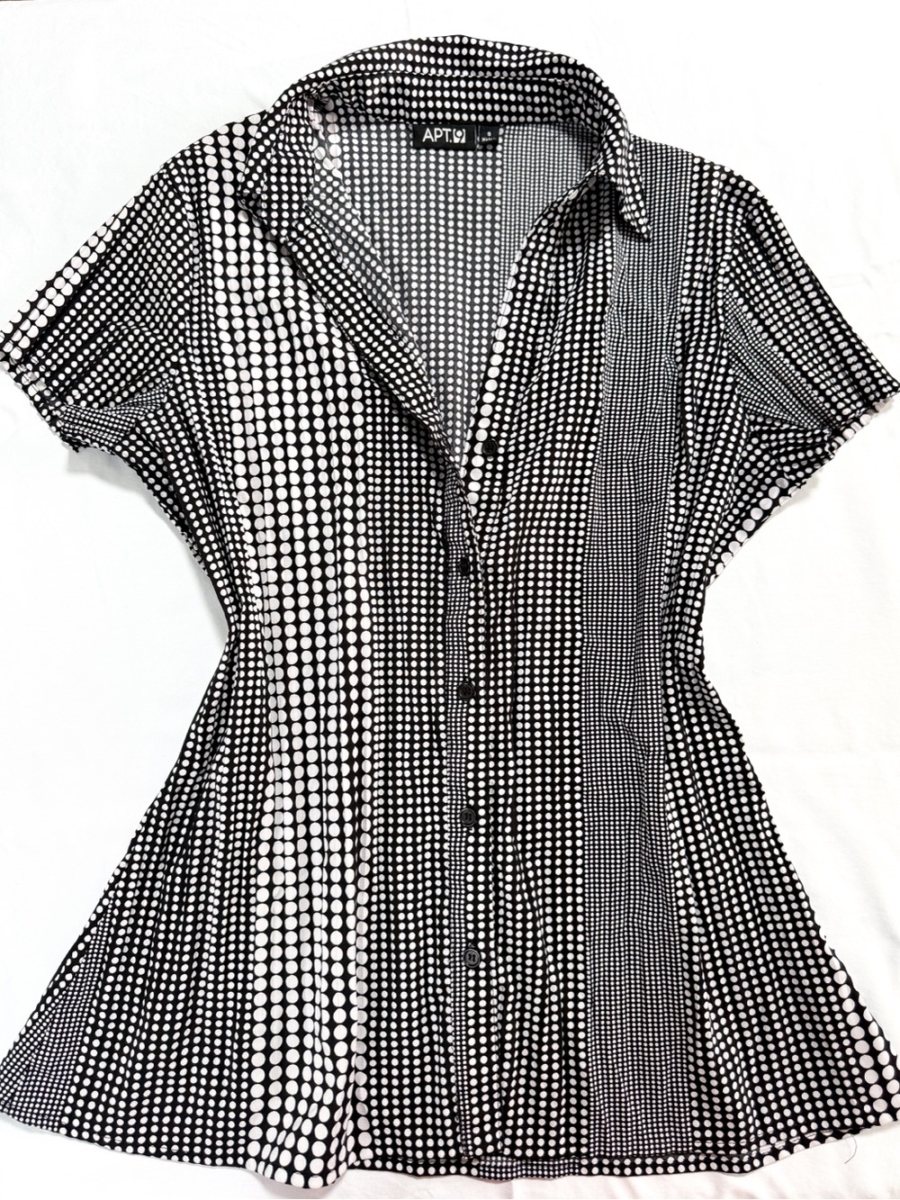 Apt. 9 Black & White Polka Dot Button-Front Blouse